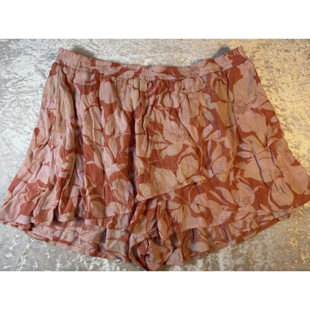 Torrid Skort Womens 2 2X 18-20 Floral Gauze Ruffle High Rise Tiered NWT